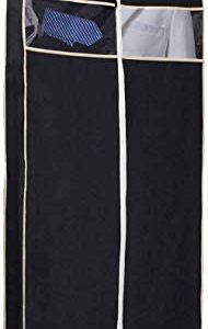 MISSLO 43" Gusseted Travel Garment Bag with Accessories Zipper Pocket Breathable Suit Garment Cover for Shirts Dresses Coats, Black