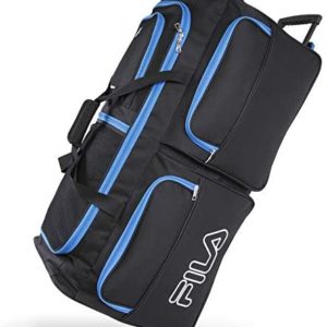 Fila 7-Pocket Large Rolling Duffel Bag, Black/Blue, One Size