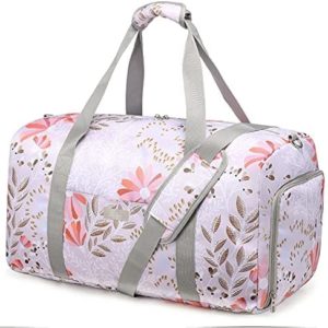 Sucipi Canvas Duffle Bag Weekender Bag for Women Travel Duffel Bag Carry on Bags for Airplanes with Shoe Compartment Large Women Overnight Bag with Wet Pocket Mommy Bag for Hospital with Toiletry Bag (C-floral)