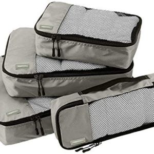 Amazon Basics 4 Piece Packing Travel Organizer Cubes Set, Grey